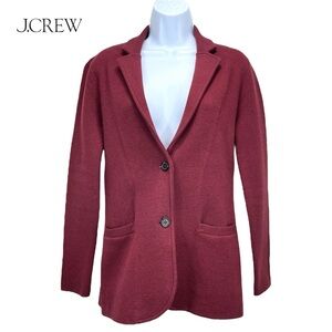 J. Crew | Women XS | Burgundy Knit‎ Blazer 2 Buttons 2 Front Pockets